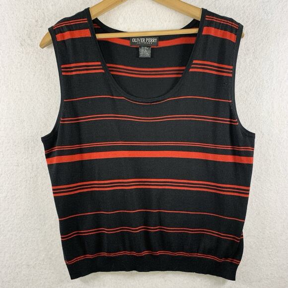 Women‎ Silk Blend Boxy Knit Top Black Red New England Coastal Old Money Preppy - Picture 1 of 10